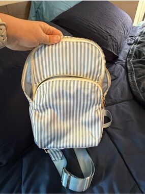 Striped Blue and White Crossbody Mini Bag - Elyse Breanne Designs